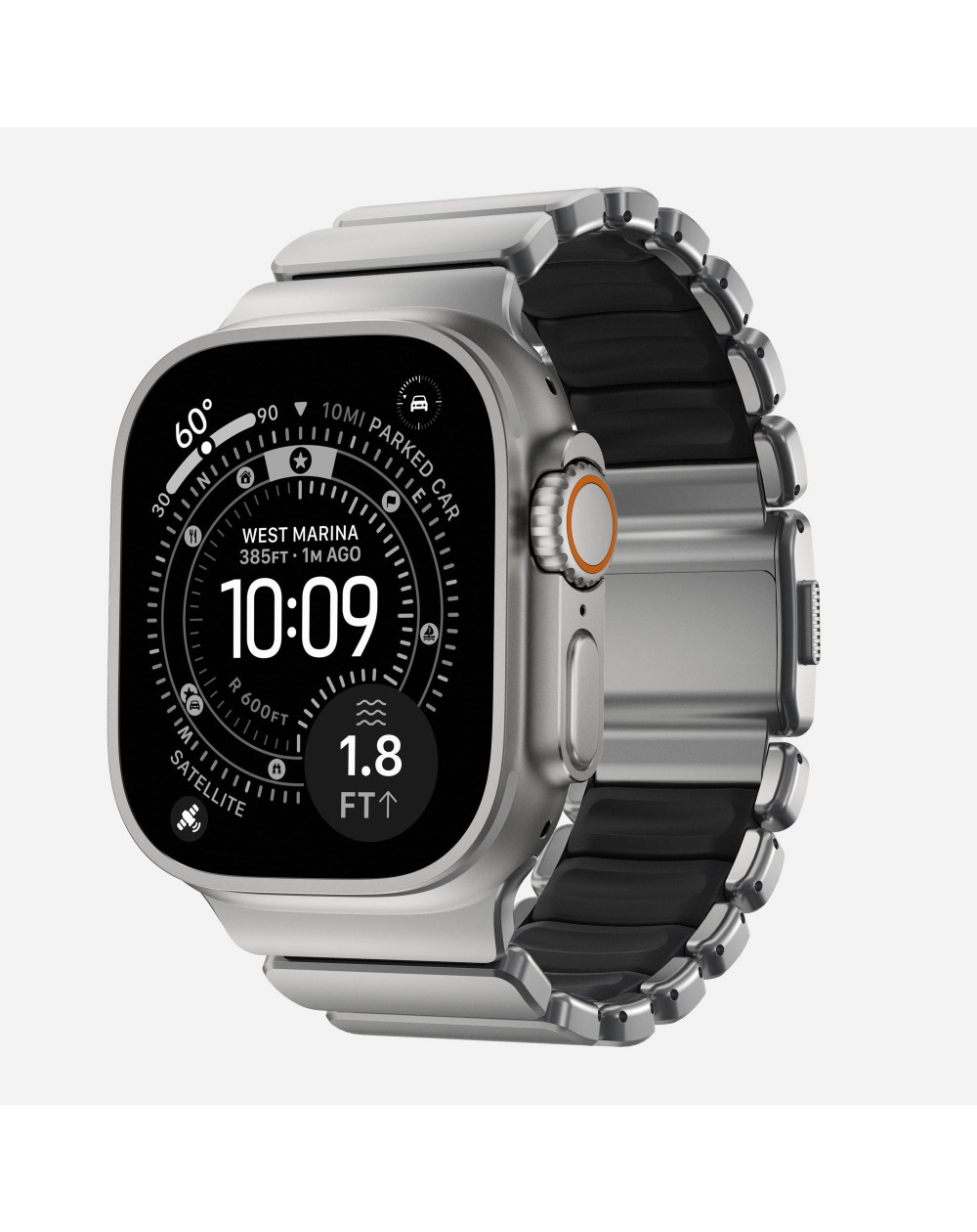 Cinturino AppleWatch Stratos Band - 49mm - Natural Titanium - Black FKM