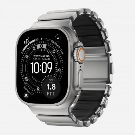 Cinturino AppleWatch Stratos Band - 49mm - Natural Titanium - Black FKM