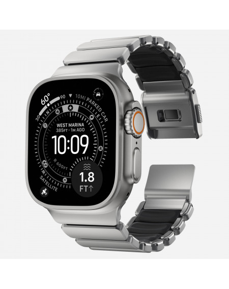 Cinturino AppleWatch Stratos Band - 49mm - Natural Titanium - Black FKM