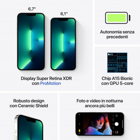 iPhone 13 Pro 128GB Argento - Prodotto rignerato grado B Plus