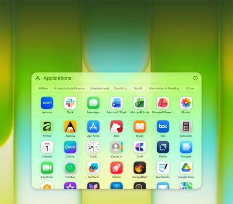 Schermata di MacBook Neo con la finestra delle applicazioni contenente un’ampia gamma di app