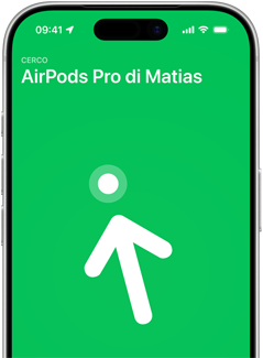 iPhone 17 Pro, schermata della funzione Dov’è con “Posizione precisa”, testo: AirPods Pro di Matias