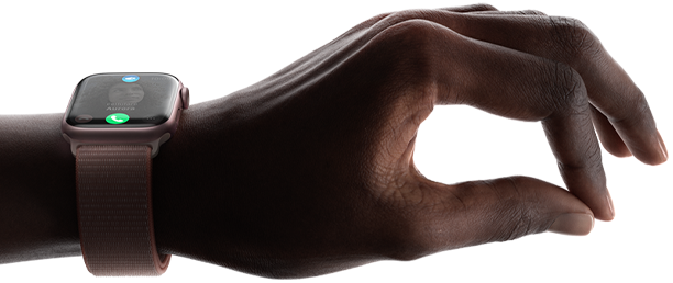 Una mano con il pollice e l’indice che si uniscono per rispondere a una chiamata, aprire una notifica, passare al brano successivo e compiere altre azioni.