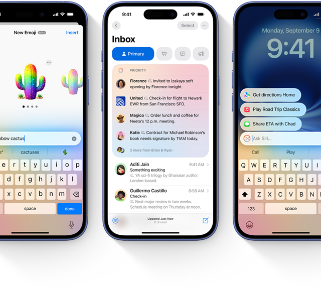 Funzioni di Apple Intelligence su iPhone 16, Genmoji, Riepilogo, Scrivi a Siri