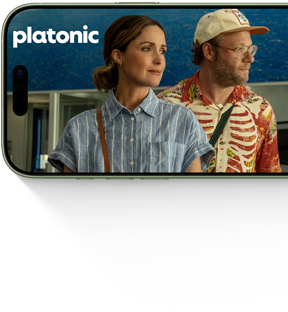iPhone 17 mostrato di fronte con una schermata della serie Platonic su Apple TV plus