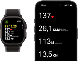 I parametri dell’allenamento in tempo reale su Apple Watch Ultra 3 e iPhone